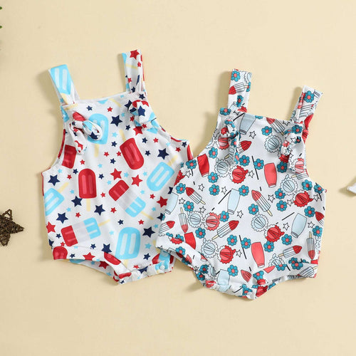 Baby Printed Front Knotted Suspender Pants Orazek UK Ltd