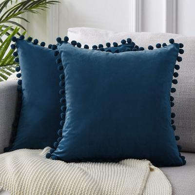 Ball ball lace pillow velvet solid color sofa short plush ball cushion cover | Orazek UK Ltd