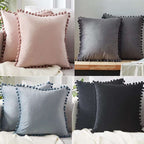 Ball ball lace pillow velvet solid color sofa short plush ball cushion cover Orazek UK Ltd