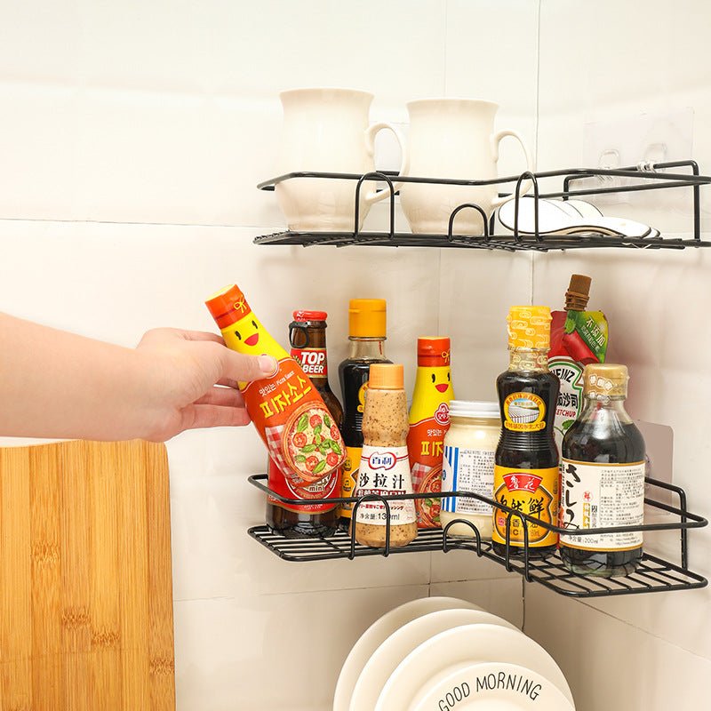 Bathroom Shelf Corner Frame Shower Wrought Iron Kitchen Accessories Storage Rack Holder Bathroom Shelves Bathroom Equipment | Orazek UK Ltd