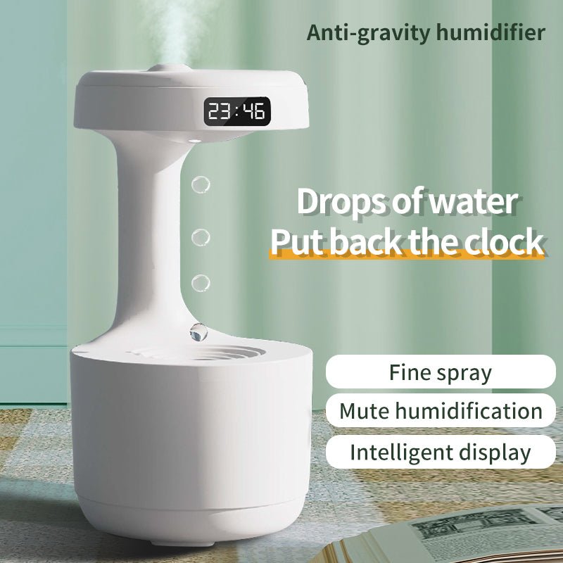 Bedroom Anti-Gravity Humidifier With Clock Water Drop Backflow Aroma Diffuser Large Capacity Office Bedroom Mute Heavy Fog Household Sprayer | Orazek UK Ltd