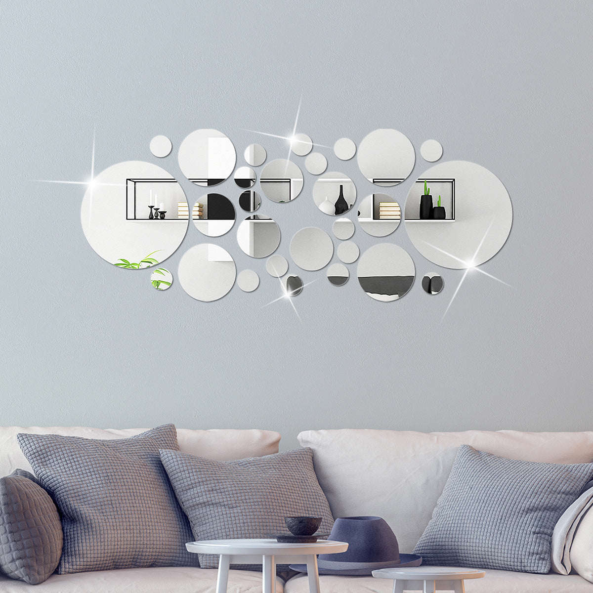 Big And Small Circles Mirror Sticker 3D Stereo Acrylic Wall Decoration | Orazek UK Ltd