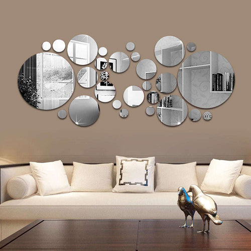 Big And Small Circles Mirror Sticker 3D Stereo Acrylic Wall Decoration Orazek UK Ltd