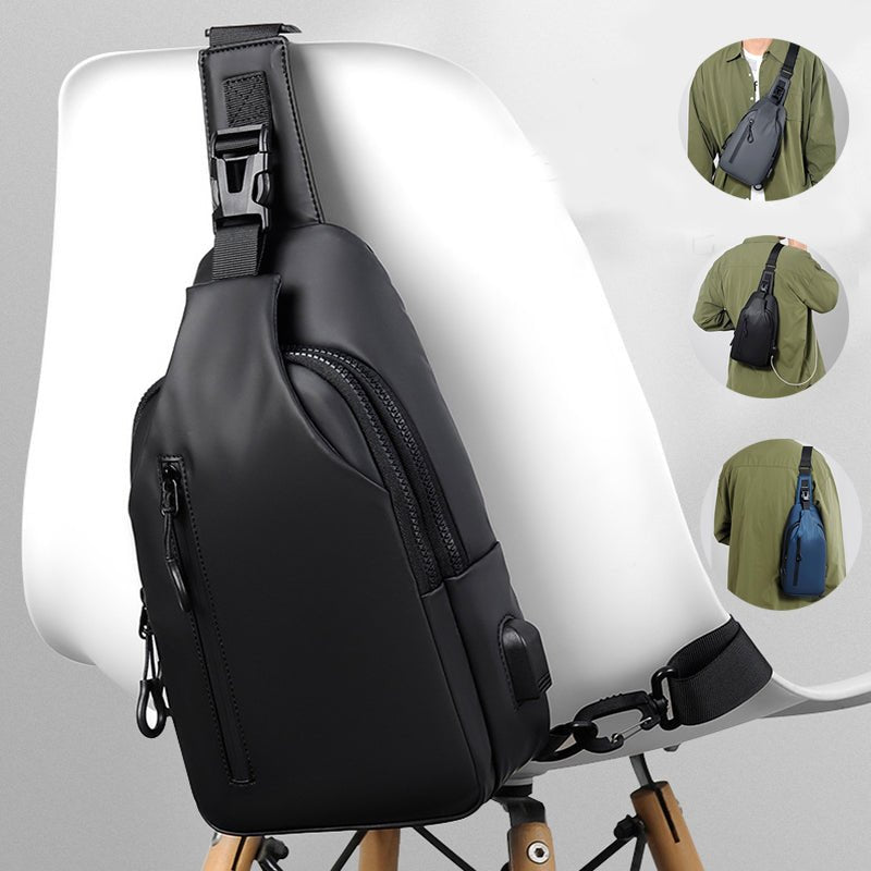 Black Sling Crossbody Backpack Shoulder Bag For Men Chest Bag | Orazek UK Ltd
