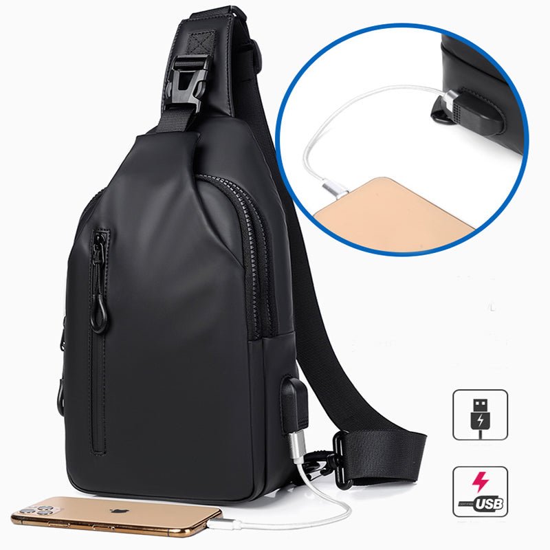 Black Sling Crossbody Backpack Shoulder Bag For Men Chest Bag | Orazek UK Ltd