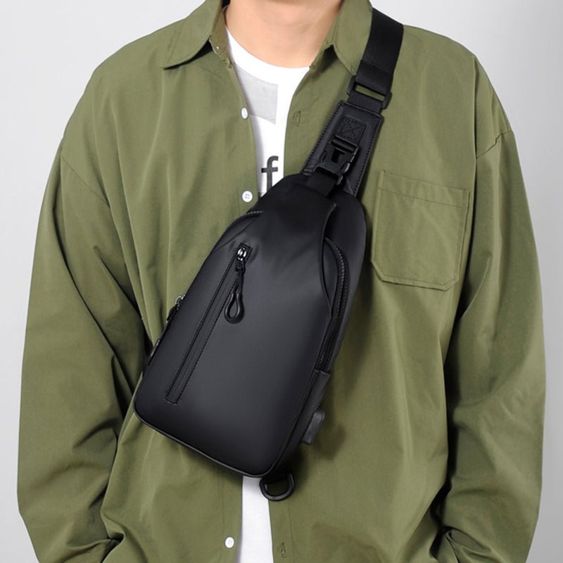 Black Sling Crossbody Backpack Shoulder Bag For Men Chest Bag | Orazek UK Ltd