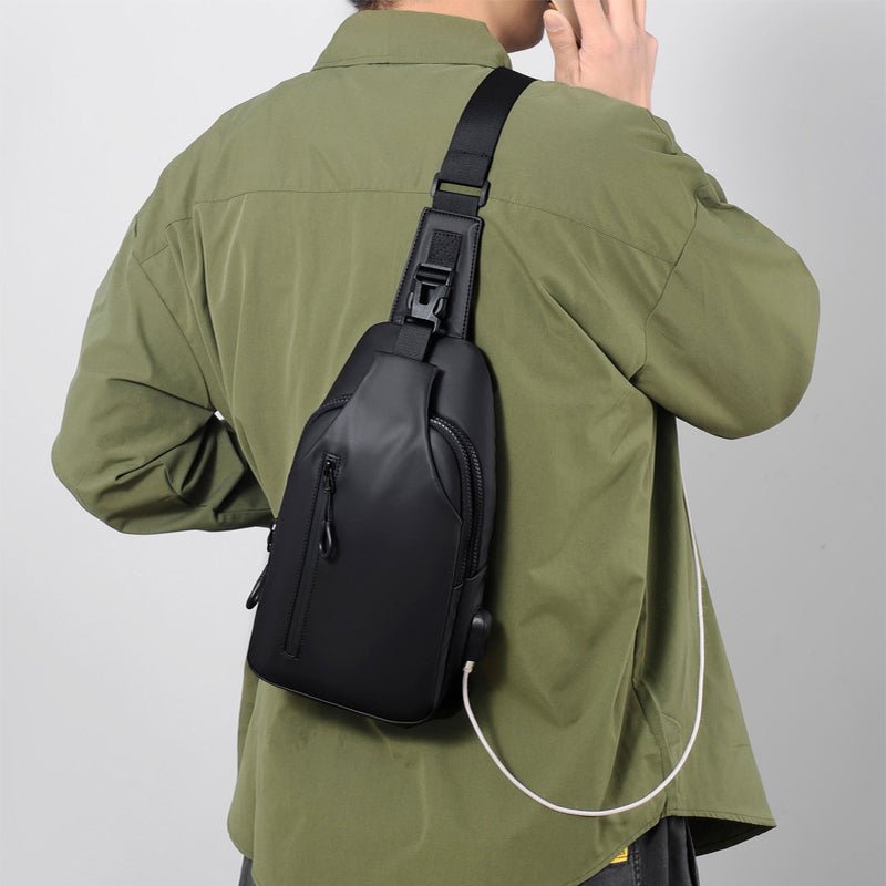 Black Sling Crossbody Backpack Shoulder Bag For Men Chest Bag | Orazek UK Ltd