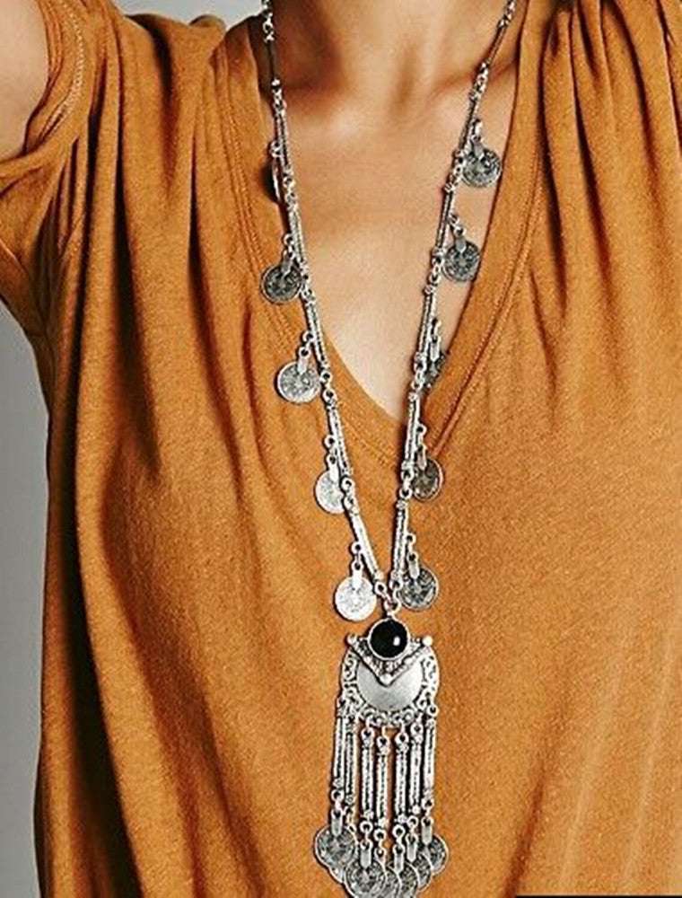 Bohemian tassel coin necklace | Orazek UK Ltd