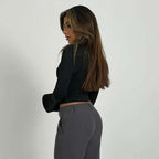 Bottoming Shirt Long Sleeve Slim Fit V-neck Stitching Lace Lace-collared Blouse Orazek UK Ltd