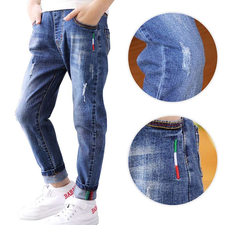 Boys' denim trousers, new style, big children's trousers, spring and autumn children's trousers | Orazek UK Ltd