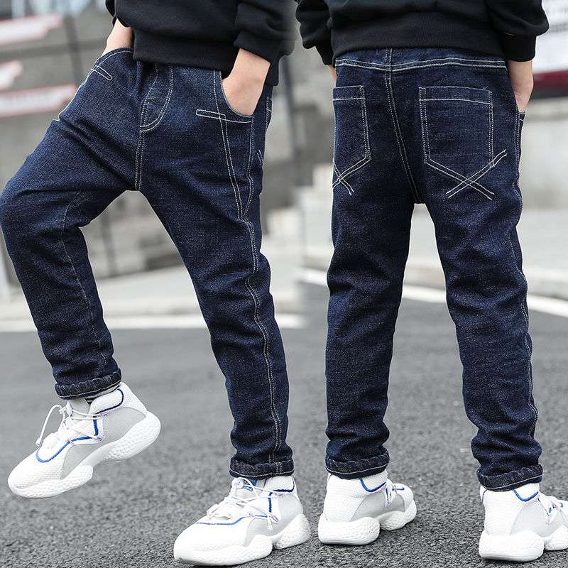 Boys Jeans Autumn And Winter New One-piece Velvet | Orazek UK Ltd