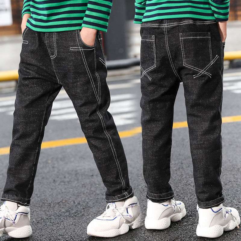 Boys Jeans Autumn And Winter New One-piece Velvet | Orazek UK Ltd