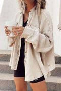 Button Shirt Jacket Women Lapel Long Sleeve Blouse Fashion Jacket Tops | Orazek UK Ltd