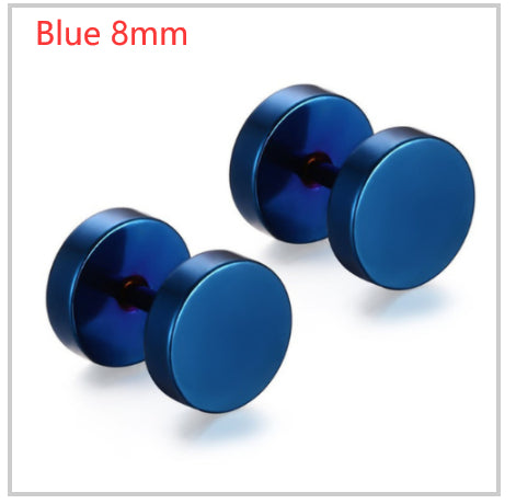 8MM Stainless Steel Earrings Women Men Gold Silver Black Barbell Ear Stud Piercing Earring Tunnel Punk Gothic Jewelry