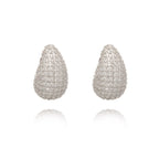 Fashion Jewelry Vintage Chunky Dome Drop Earrings For Women Glossy Stainless Steel Thick Zircon Inlaid Teardrop Earring Earrings Women