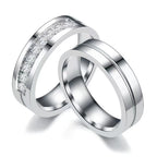 Stainless Steel Diamond-studded Couple Rings