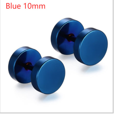 8MM Stainless Steel Earrings Women Men Gold Silver Black Barbell Ear Stud Piercing Earring Tunnel Punk Gothic Jewelry