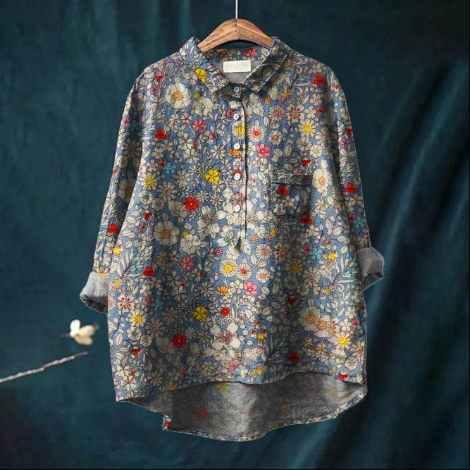Casual Long Sleeve Shirt Animal Print Hawaiian Long Sleeve Blouse