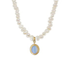 Elegant White Round Medal Freshwater Pearl Necklace for Woman