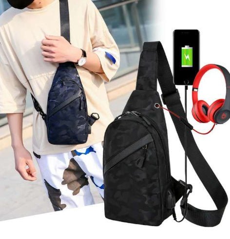 Camouflage Chest Bags Men Crossbody Bag With Headphone Hole | Orazek UK Ltd
