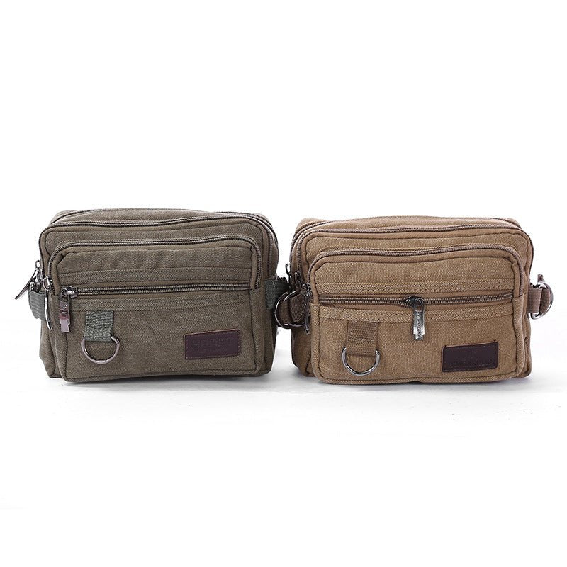Canvas Fanny Pack With 4-Zipper Pockets Men Waist Bag Hip Bum Bag With Adjustable Strap For Outdoors Workout Traveling Casual Running Hiking Cycling | Orazek UK Ltd