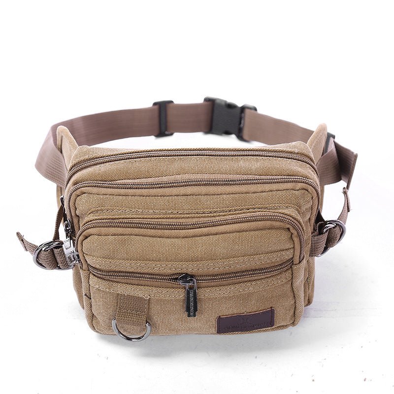 Canvas Fanny Pack With 4-Zipper Pockets Men Waist Bag Hip Bum Bag With Adjustable Strap For Outdoors Workout Traveling Casual Running Hiking Cycling | Orazek UK Ltd