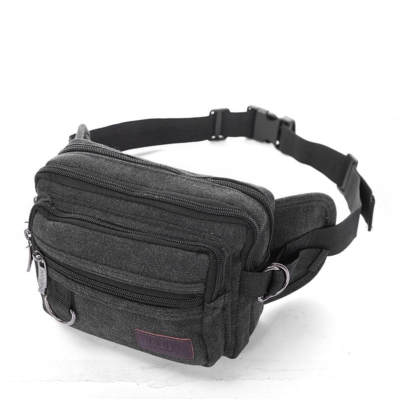 Canvas Fanny Pack With 4-Zipper Pockets Men Waist Bag Hip Bum Bag With Adjustable Strap For Outdoors Workout Traveling Casual Running Hiking Cycling | Orazek UK Ltd