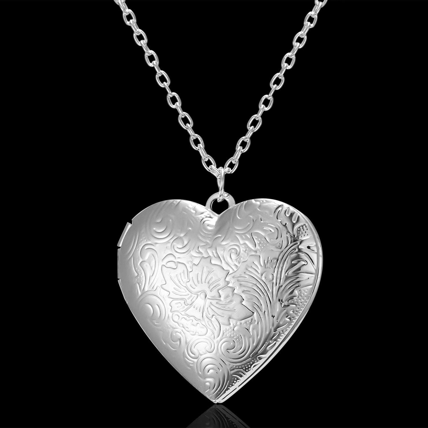 Carved Design Love Necklace Personalized Heart-shaped Photo Frame Pendant Necklace For Women | Orazek UK Ltd