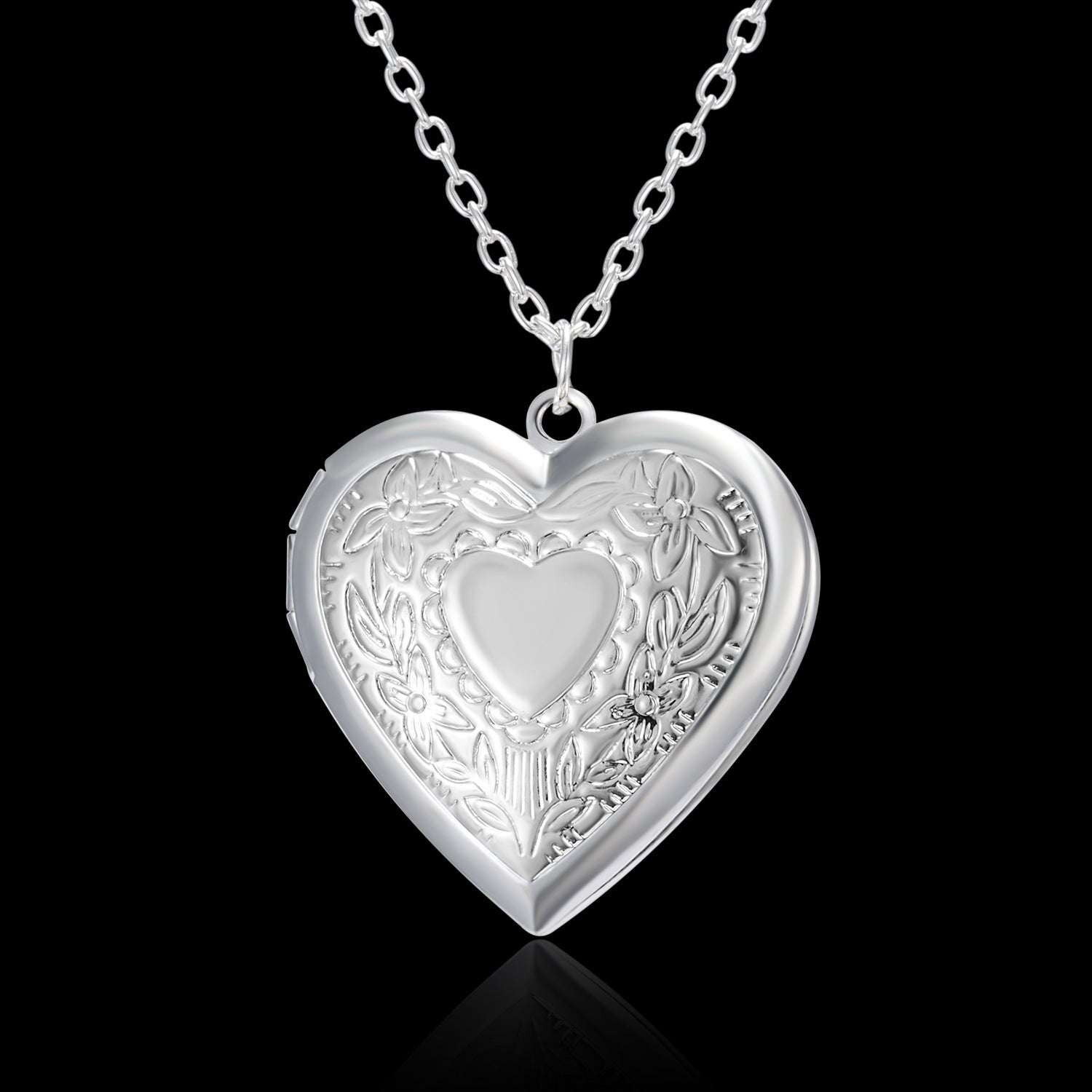 Carved Design Love Necklace Personalized Heart-shaped Photo Frame Pendant Necklace For Women | Orazek UK Ltd