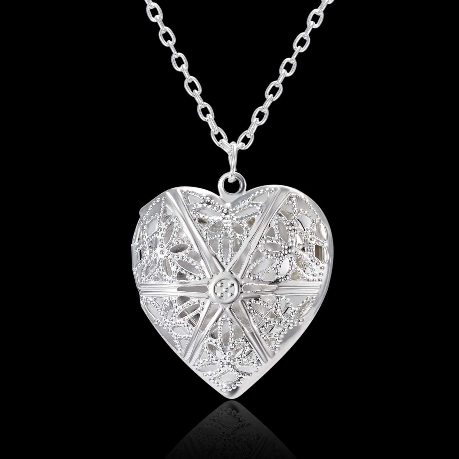 Carved Design Love Necklace Personalized Heart-shaped Photo Frame Pendant Necklace For Women | Orazek UK Ltd