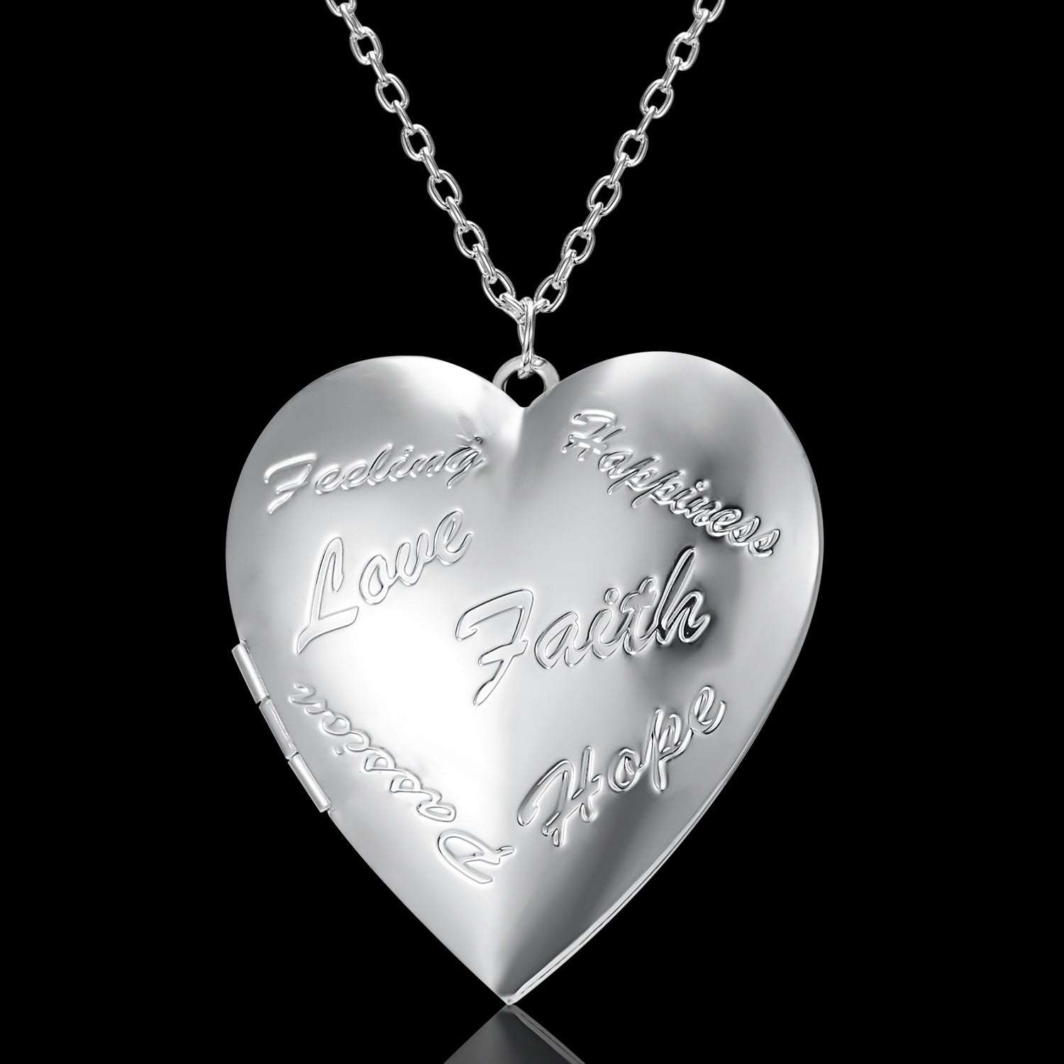 Carved Design Love Necklace Personalized Heart-shaped Photo Frame Pendant Necklace For Women | Orazek UK Ltd