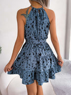 Casual Leopard Print Ruffled Swing Dress Summer Fashion Beach Dresses Women | Orazek UK Ltd
