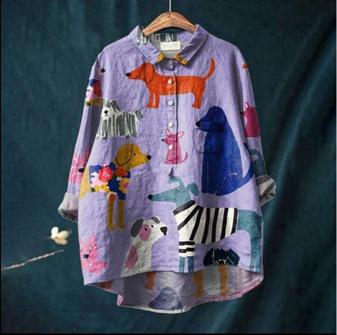 Casual Long Sleeve Shirt Animal Print Hawaiian Long Sleeve Blouse for Women | Orazek UK Ltd