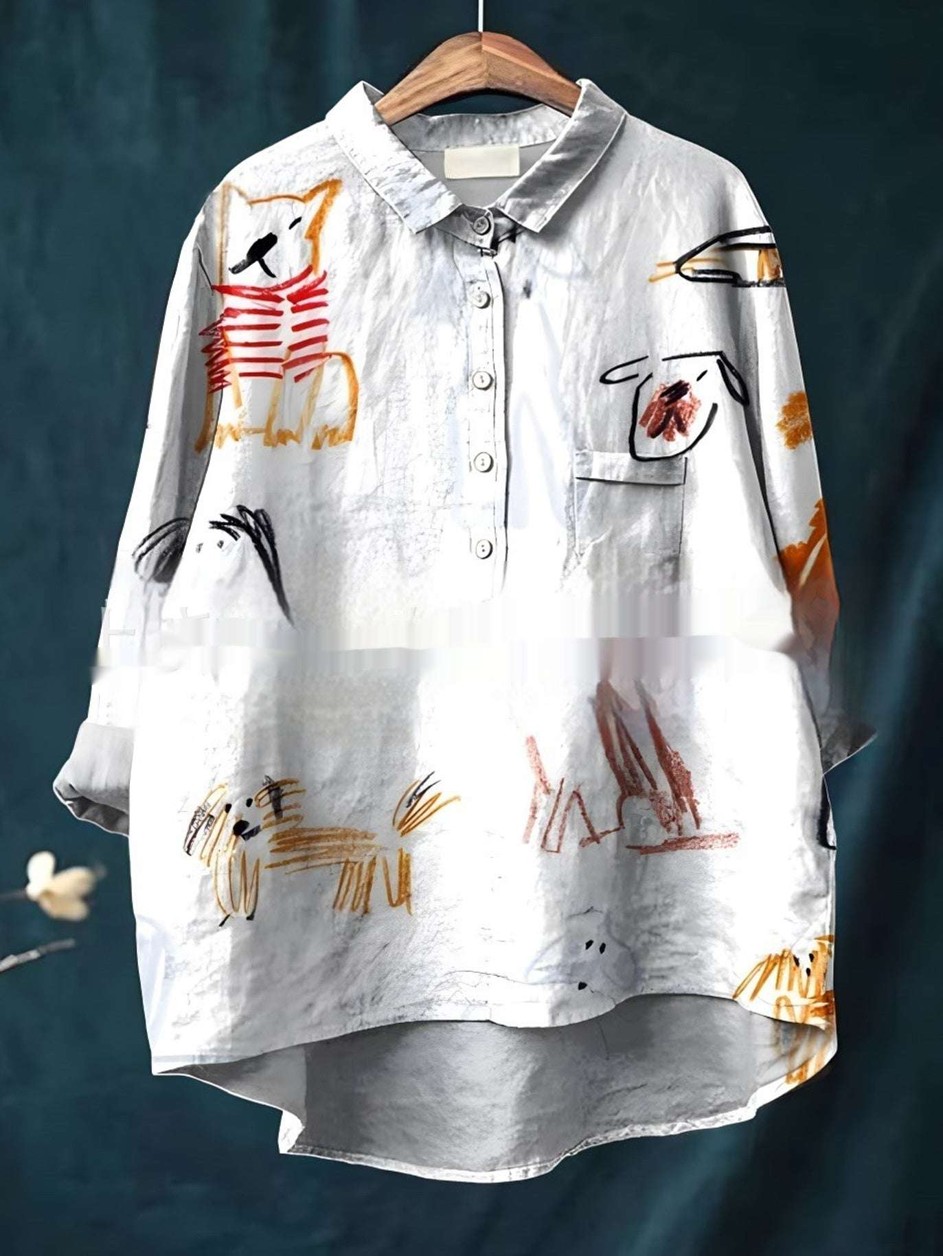 Casual Long Sleeve Shirt Animal Print Hawaiian Long Sleeve Blouse for Women | Orazek UK Ltd