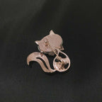 Cat Brooch, Cute Animal Fox Brooch, Crystal Opal Brooch | Orazek UK Ltd