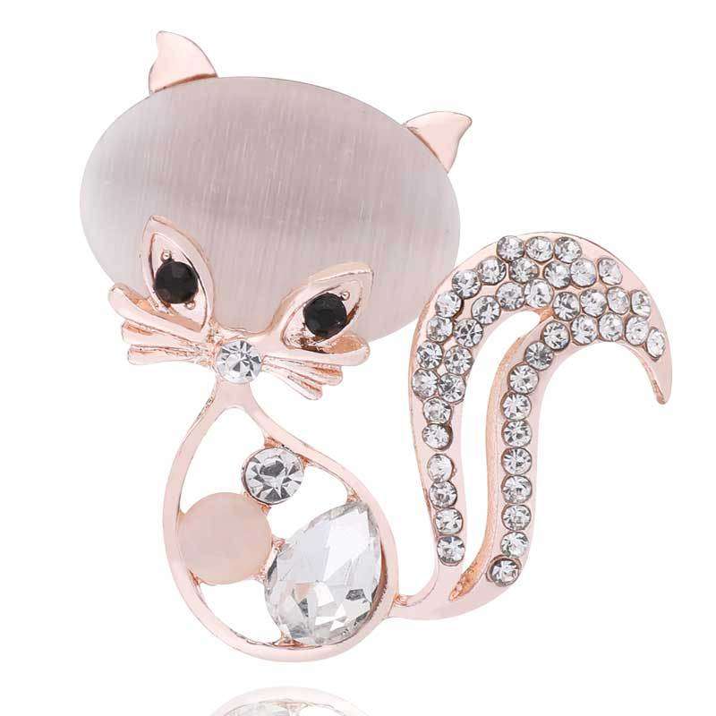 Cat Brooch, Cute Animal Fox Brooch, Crystal Opal Brooch Orazek UK Ltd