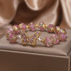Cherry Blossom Glaze Hollow Zircon Butterfly Bracelet | Orazek UK Ltd