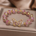 Cherry Blossom Glaze Hollow Zircon Butterfly Bracelet | Orazek UK Ltd