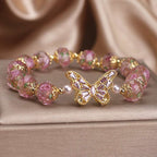 Cherry Blossom Glaze Hollow Zircon Butterfly Bracelet | Orazek UK Ltd