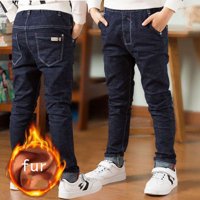 Children's Clothing, Boys' Jeans With Thick Fleece, Winter Children's Casual Wear Orazek UK Ltd