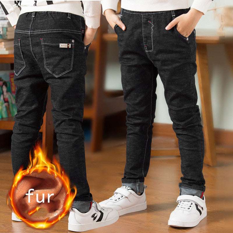 Children's Clothing, Boys' Jeans With Thick Fleece, Winter Children's Casual Wear | Orazek UK Ltd