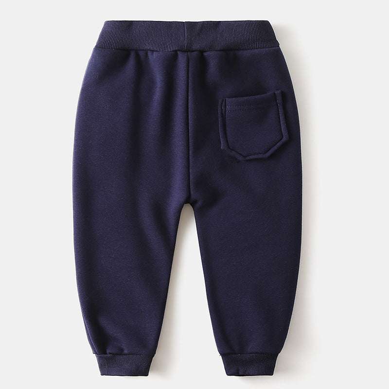 Children's Clothing Boys' Letter Embroidered Plus Velvet Pants Baby Thickened Trousers Warm Pants | Orazek UK Ltd