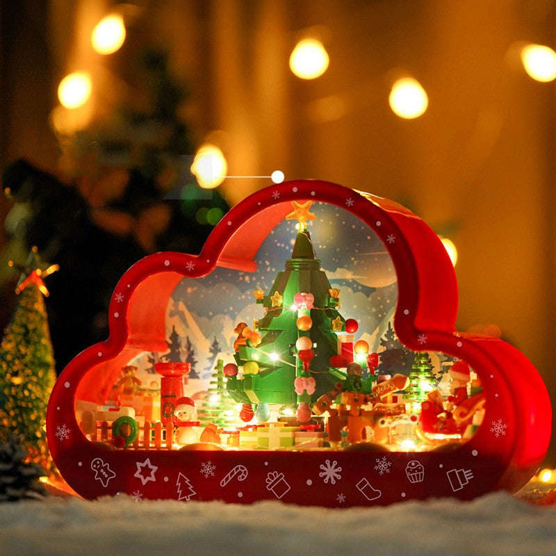 Christma New Style Assembled Building Block Toys Cloud Night Lamp Decorative Mirrors Frame LED Table Lights Creative Desk Bedroom Handmade Birthday Gifts | Orazek UK Ltd