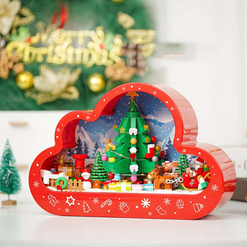 Christma New Style Assembled Building Block Toys Cloud Night Lamp Decorative Mirrors Frame LED Table Lights Creative Desk Bedroom Handmade Birthday Gifts | Orazek UK Ltd