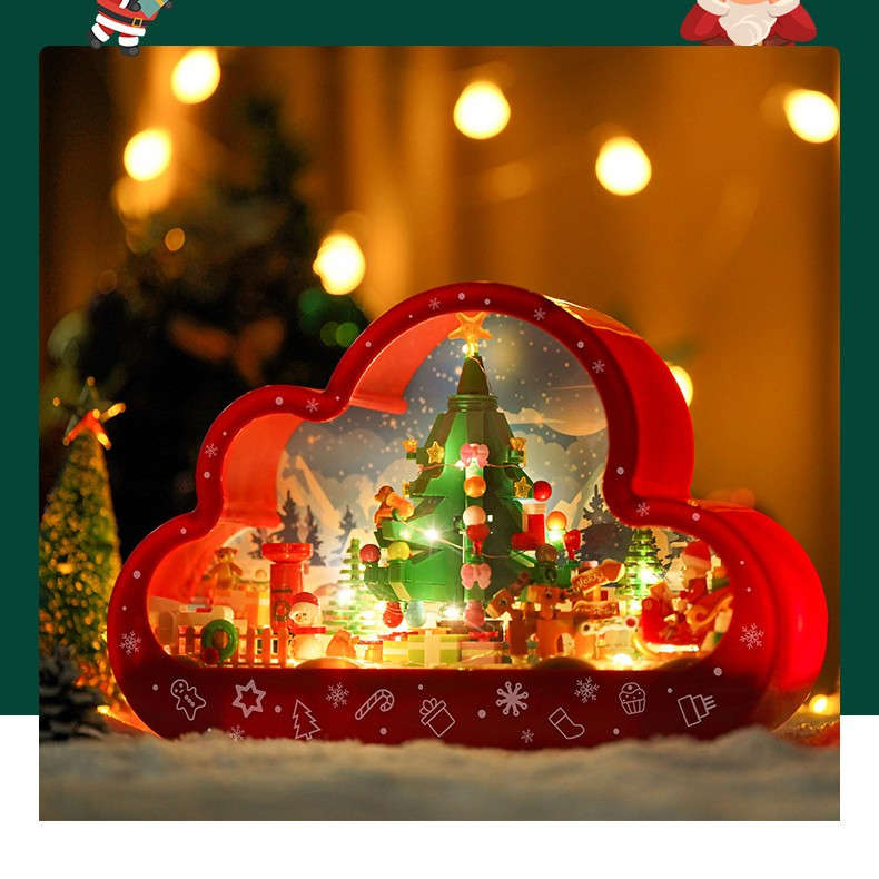 Christma New Style Assembled Building Block Toys Cloud Night Lamp Decorative Mirrors Frame LED Table Lights Creative Desk Bedroom Handmade Birthday Gifts | Orazek UK Ltd