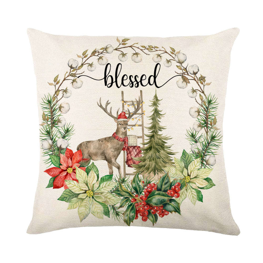Christmas Decorations Pillow Covers Sofa Square Throw Pillow Cases Stamping Snowflake Waist Cushion Cover Home Bed Decor | Orazek UK Ltd
