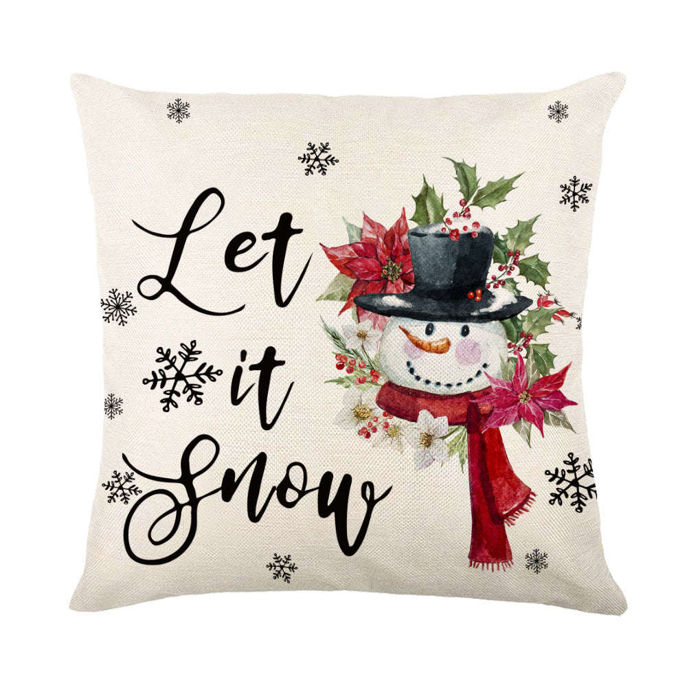 Christmas Decorations Pillow Covers Sofa Square Throw Pillow Cases Stamping Snowflake Waist Cushion Cover Home Bed Decor | Orazek UK Ltd