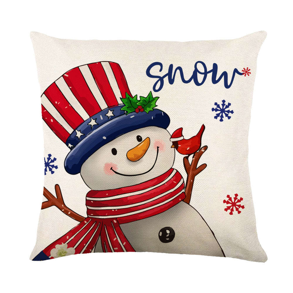 Christmas Decorations Pillow Covers Sofa Square Throw Pillow Cases Stamping Snowflake Waist Cushion Cover Home Bed Decor | Orazek UK Ltd