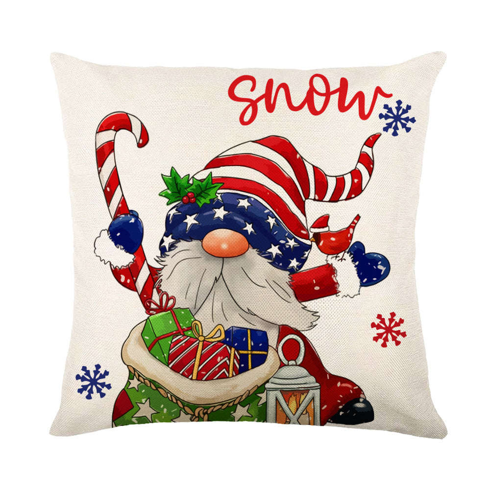 Christmas Decorations Pillow Covers Sofa Square Throw Pillow Cases Stamping Snowflake Waist Cushion Cover Home Bed Decor | Orazek UK Ltd