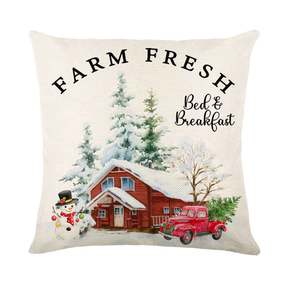 Christmas Decorations Pillow Covers Sofa Square Throw Pillow Cases Stamping Snowflake Waist Cushion Cover Home Bed Decor | Orazek UK Ltd